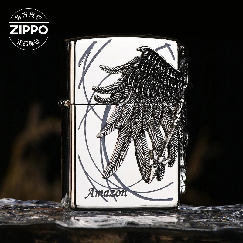 zippo之宝打火机原版韩版亚马逊女战士镀金/镀银防风煤油送礼