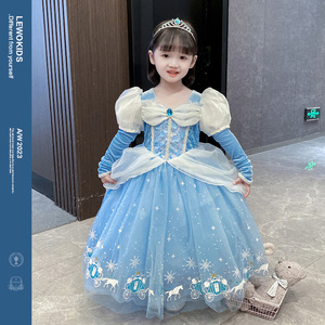 冰雪奇缘艾莎爱沙爱莎公主裙裙子女童秋季新款秋冬万圣节儿童服装