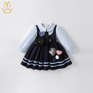 女童朱迪兔子警官cos服疯狂动物城儿童衣服公主裙春装冬季连衣裙