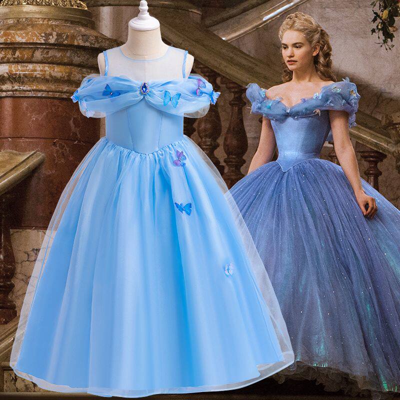 迪士尼女童灰姑娘公主裙艾莎蓬蓬裙女孩cosplay生日聚会演出服装