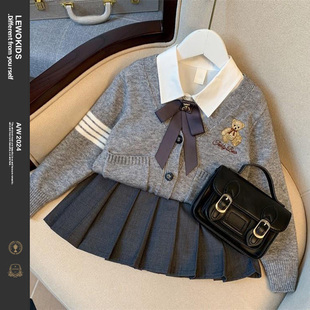 儿童jk女童秋冬款冬季2026新款冬装高级感学院风套装冬天百褶裙子