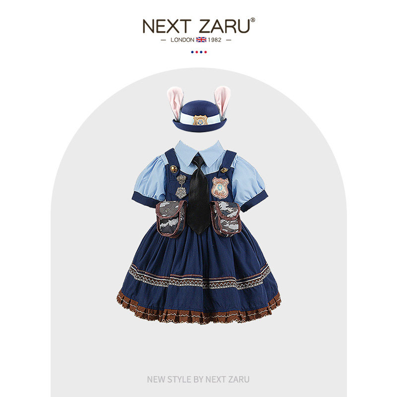 朱迪兔子警官女童迪士尼儿童cosplay服装衣服夏季白雪艾莎公主裙