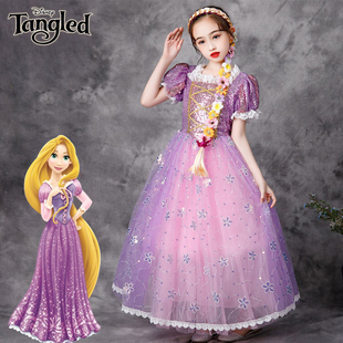 乐佩长发公主裙子女童女孩儿童魔发奇缘cosplay表演服装夏季长裙