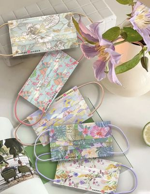 HappyMasks一次性无纺布成人片装口罩夏防尘透气三层防护时尚口罩