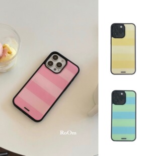 【折扣款不退换】Theearthroom原创ins风渐变条纹黑边滴胶壳壳 苹果17promax手机壳