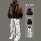 男青少年潮牌宽松痞帅休闲运动套装 春秋美式 复古假两件夹克套装