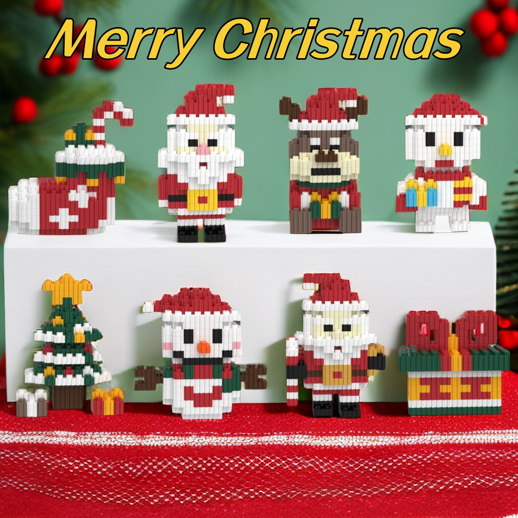 圣诞节积木小颗粒益智拼装玩具立体拼图女孩系列圣诞老人礼物摆件