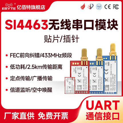 窄带170/433/470M无线串口收发模块低功耗穿透SI4463/4438/4432