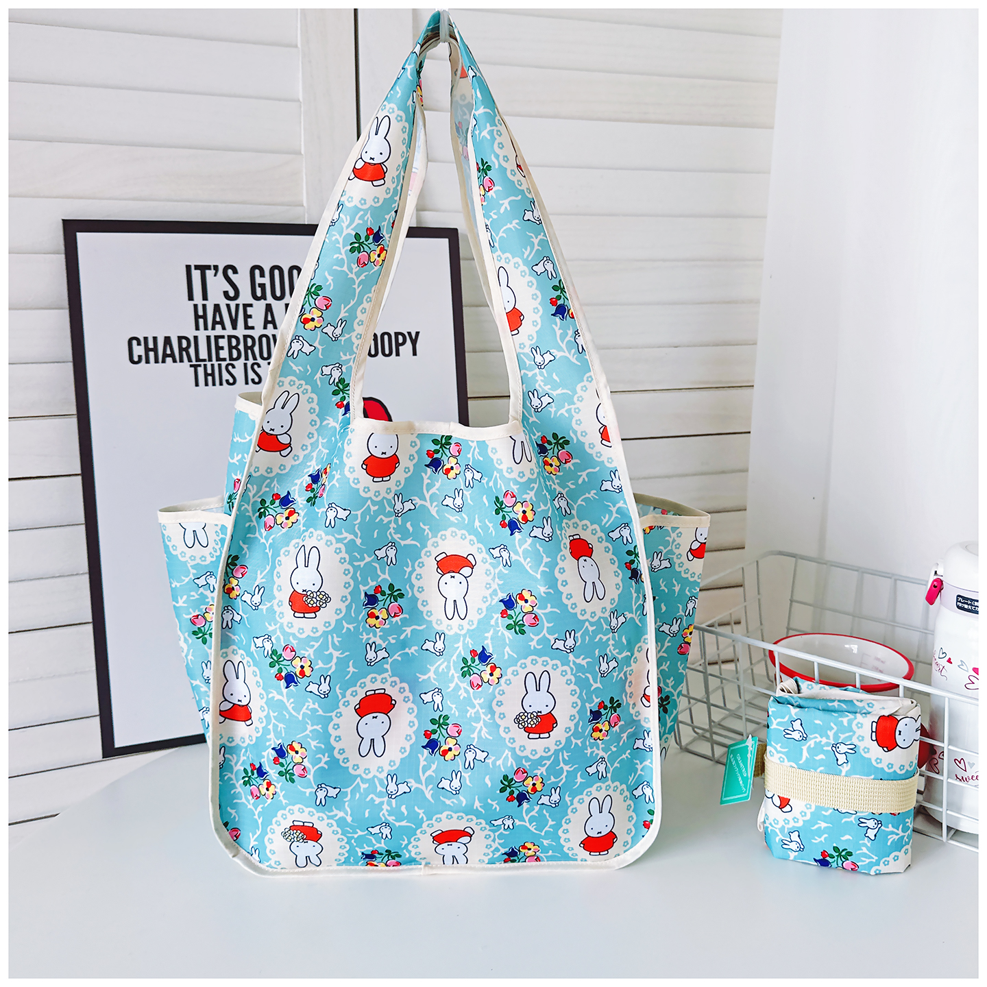 日系卡通可爱可折叠手提单肩布包