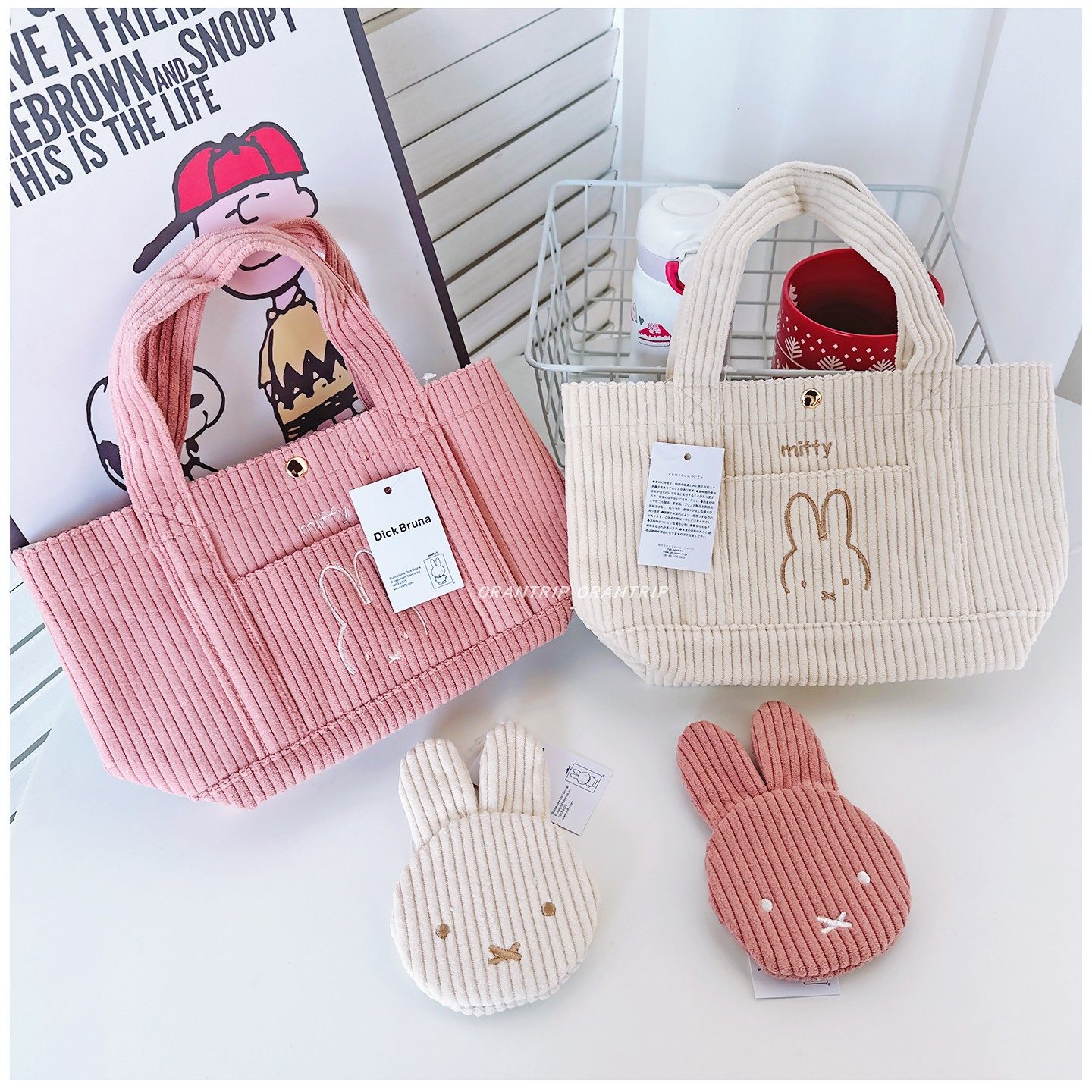 日系卡通小兔子灯芯绒休闲手拎包刺绣创意造型零钱包挂件包小巧,收纳整理,其他收纳袋,淘宝优惠券,粉丝福利购,淘宝优惠卷