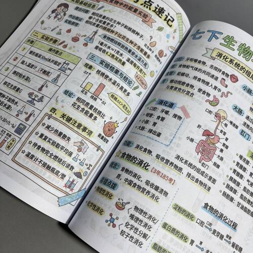 初中七下小四门地理生物政历史趣味合集漫画版理解笔记本