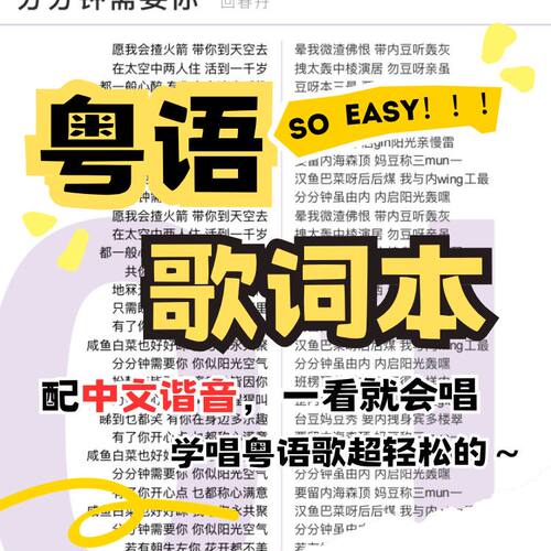 最新流行经典粤语歌词本谐音标注学粤语歌曲学习笔记本