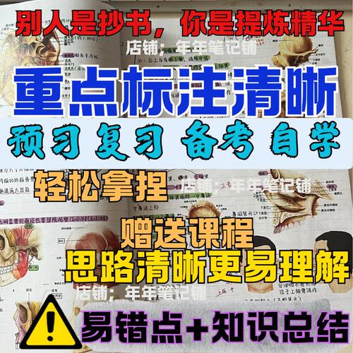 26升级版霍琨系统解剖学笔记本彩色打印胶装解剖知识点笔记本