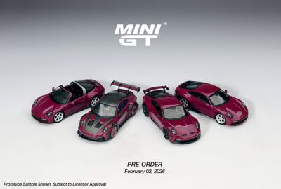 [V的预售]MINIGT 1:64 MGTS0021 保时捷911四车套 合金汽车模型