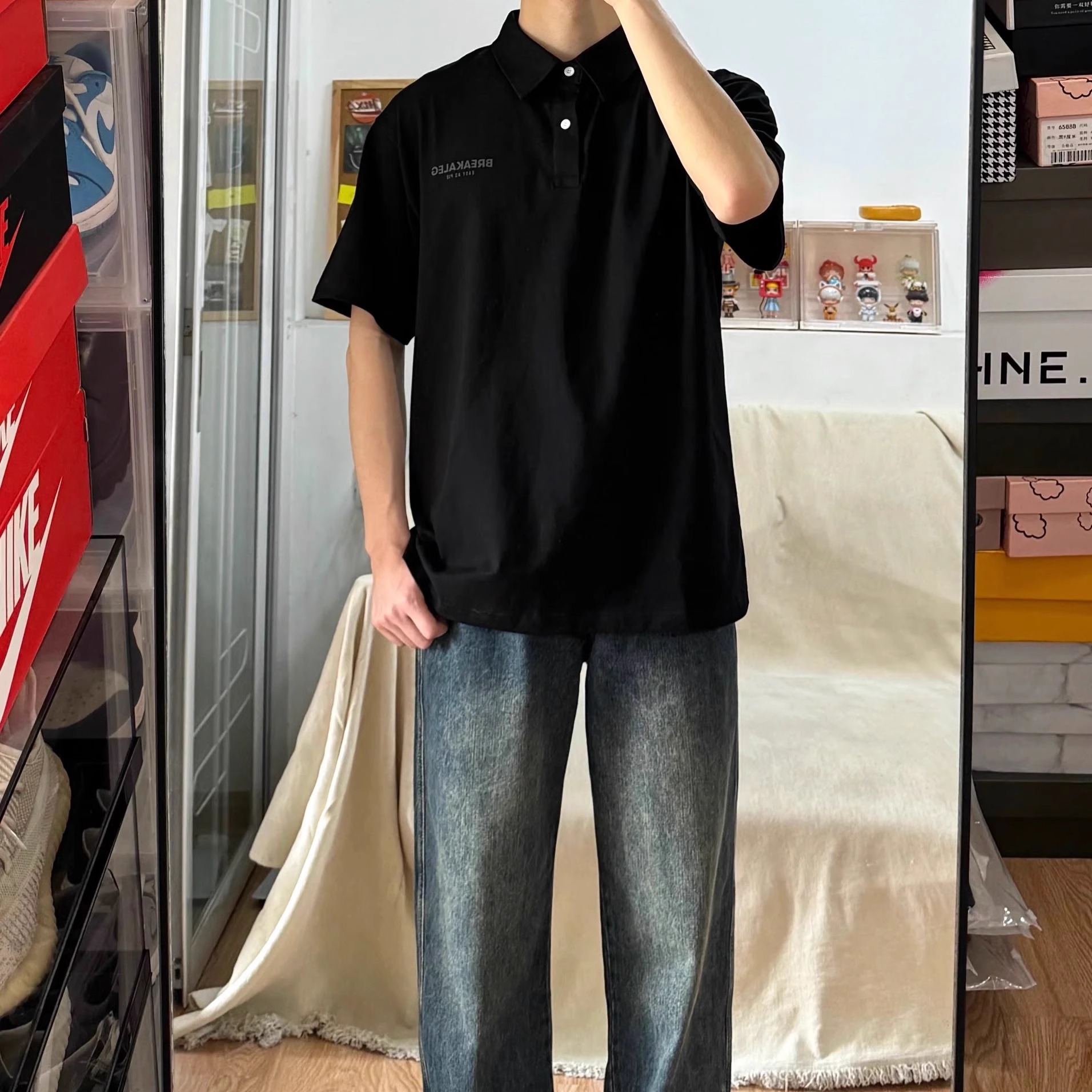 T恤衣服男2025新款爆款夏天男装搭配复古牛仔裤夏装时尚夏季套装