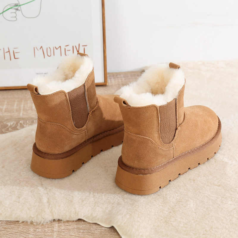 雪地靴冬季短筒皮毛一体棉鞋