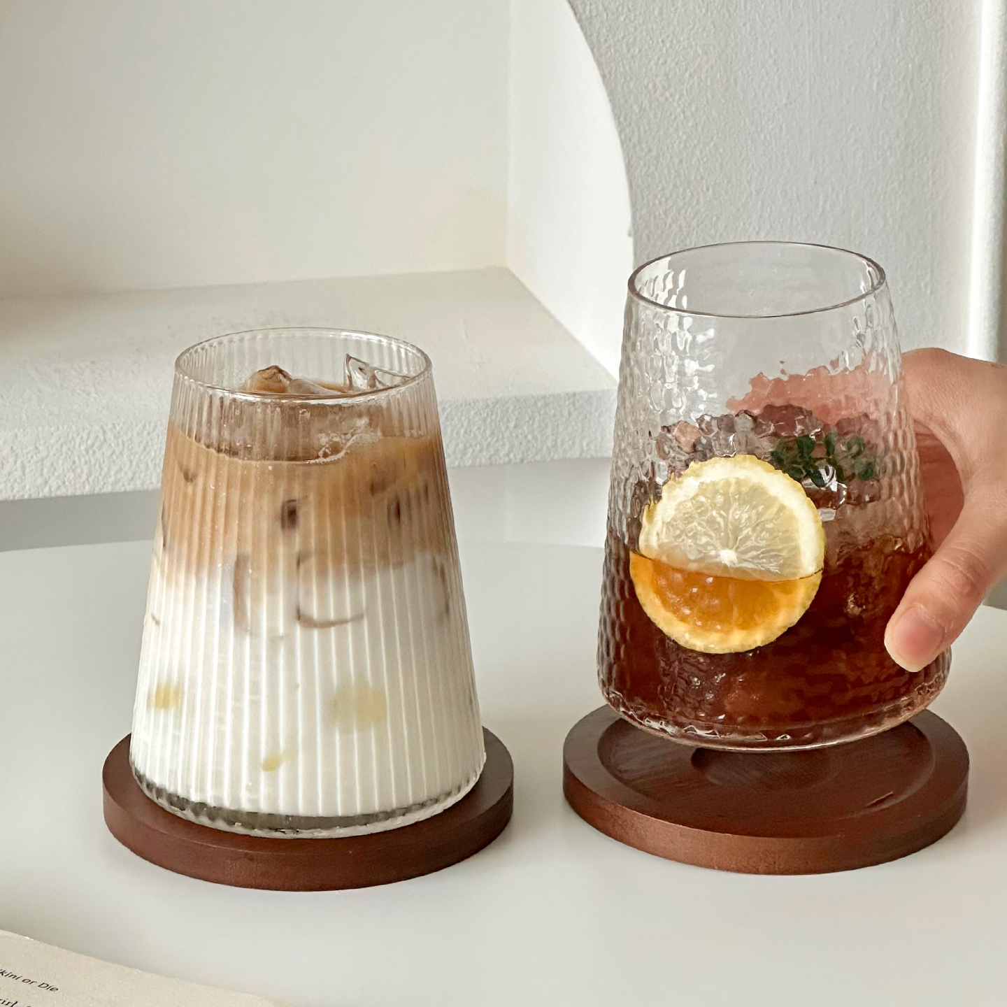 高颜值简约ins风富士山咖啡杯家用透明冰美式拿铁杯玻璃喝水杯子