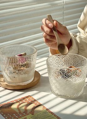 海棠花带把早餐杯高颜值家用麦片酸奶燕麦牛奶咖啡杯喝水玻璃杯子