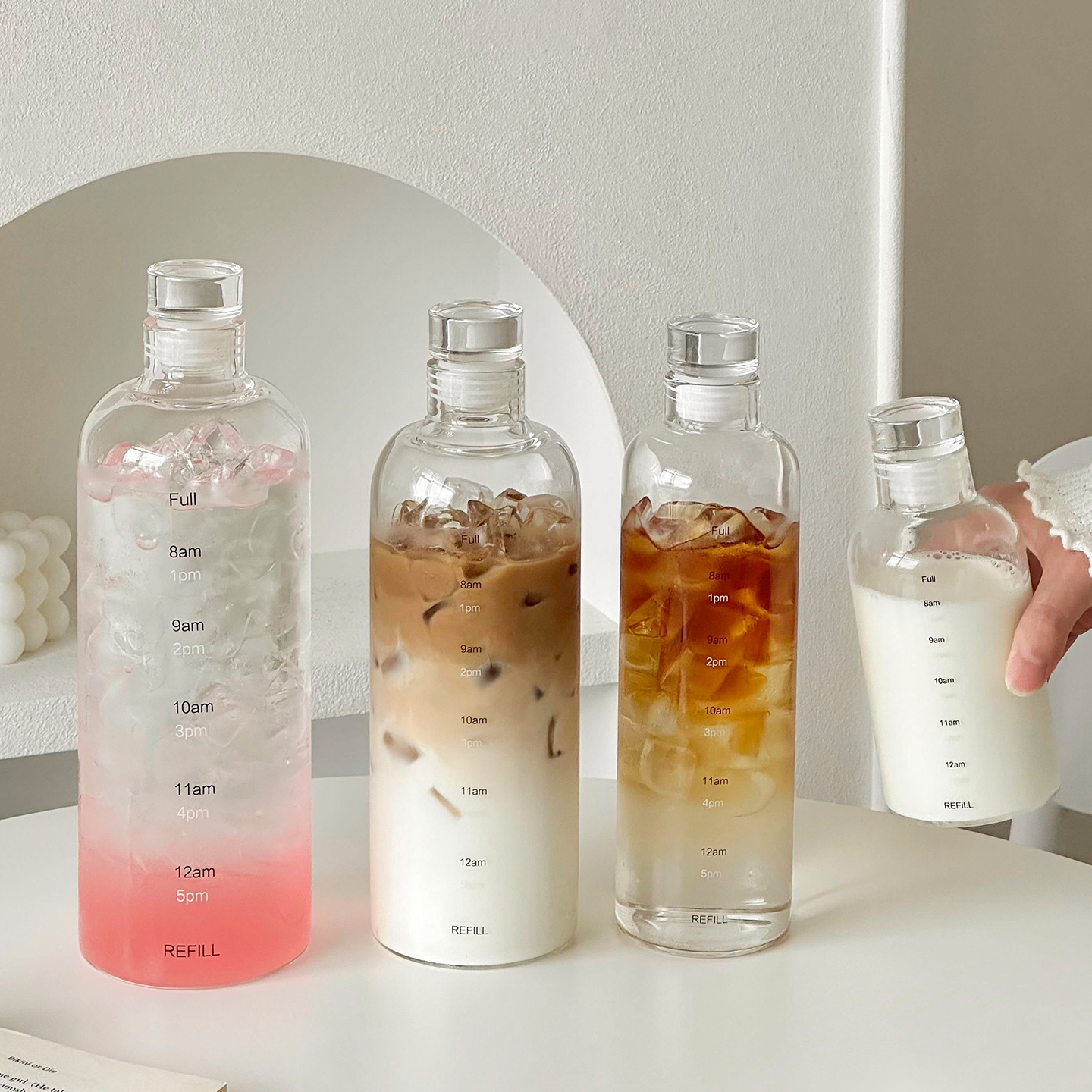 大容量时间刻度玻璃杯耐高温便携