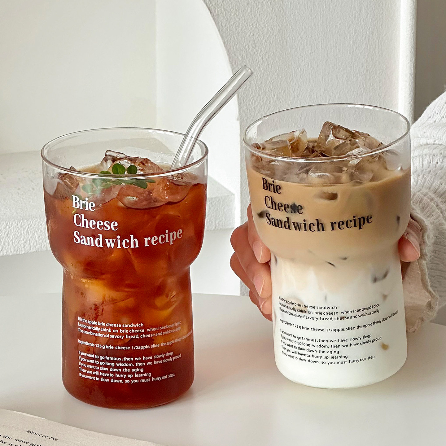 字母耐高温玻璃杯家用高颜值女生创意透明高硼硅咖啡杯饮料可乐杯