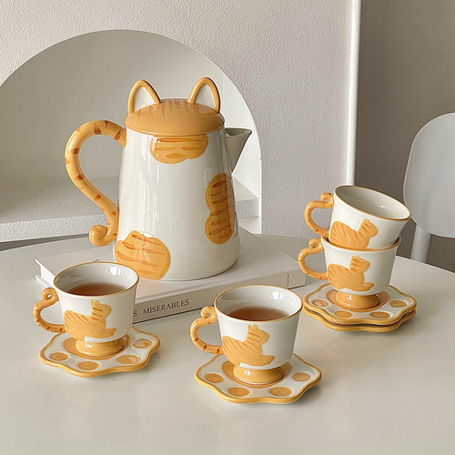 猫咪陶瓷杯具套装乔迁新居礼物