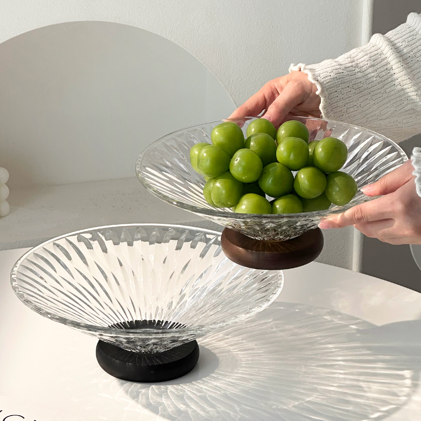 水果盘家用客厅茶几轻奢高级感玻璃果盘干果盘前台糖果零食摆放盘