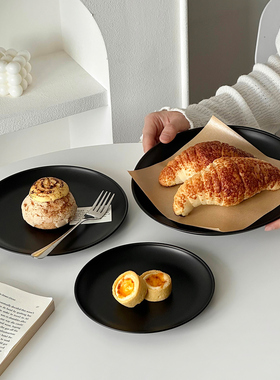 黑色ins茶点盘茶几零食摆放盘高级感不锈钢果盘点心糖果盘甜品盘