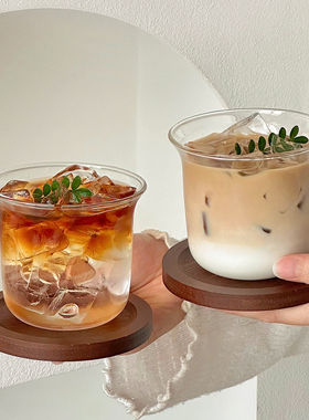 复古宽口透明玻璃杯高硼硅耐热拿铁杯冷萃杯冰美式咖啡杯饮品杯子