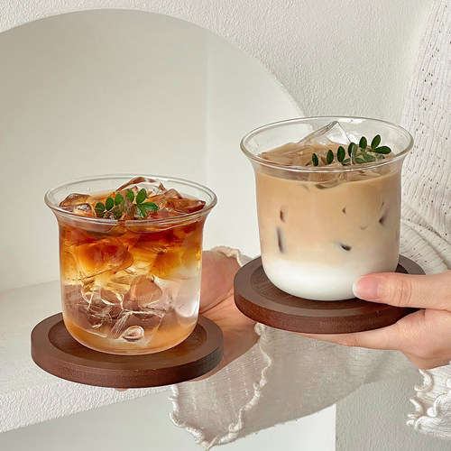 复古宽口透明玻璃杯耐高温咖啡杯