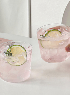 简约轻薄玻璃鸡尾酒杯家用高颜值宽口冰球威士忌酒杯咖啡茶饮杯子