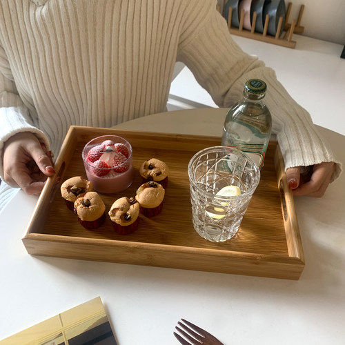 ins风木质托盘长方形日式茶盘