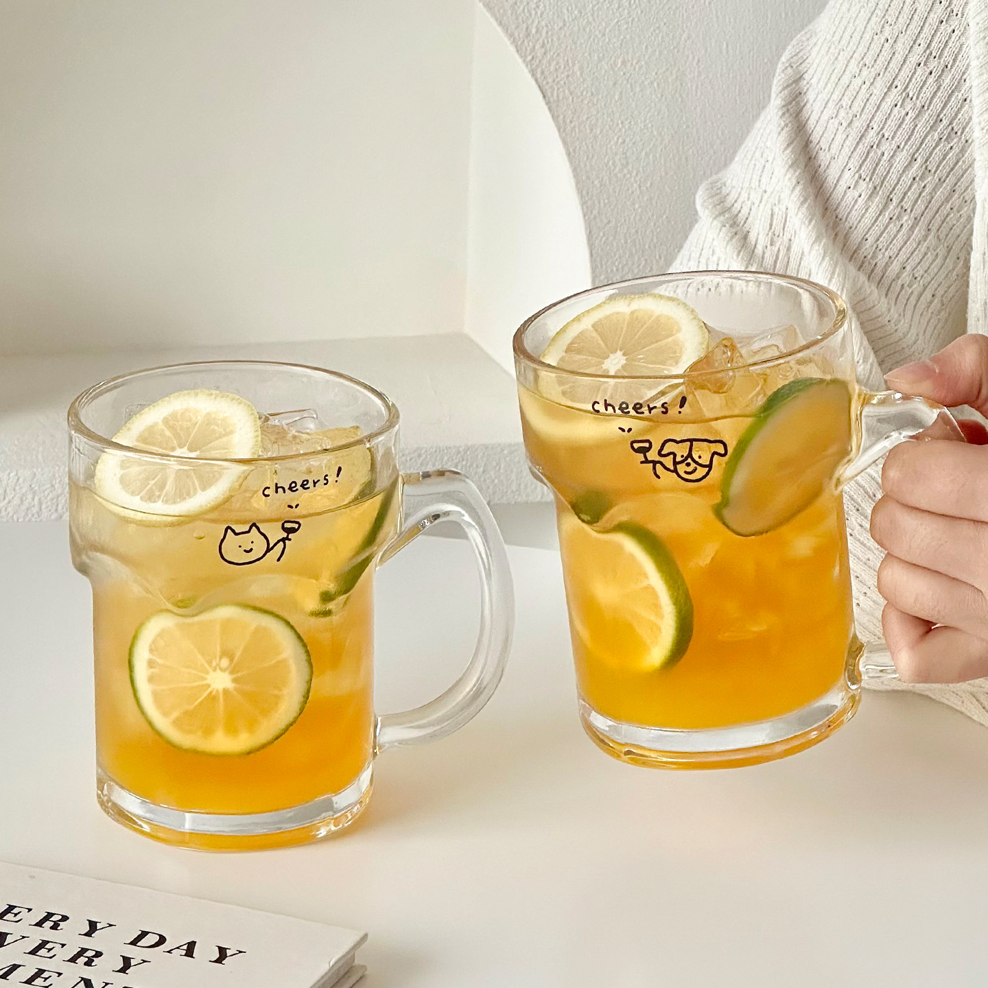 创意带把啤酒杯商用定制玻璃杯