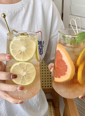 ins风水果茶杯冷饮果汁饮品杯家用夏季高颜值玻璃喝水杯子咖啡杯