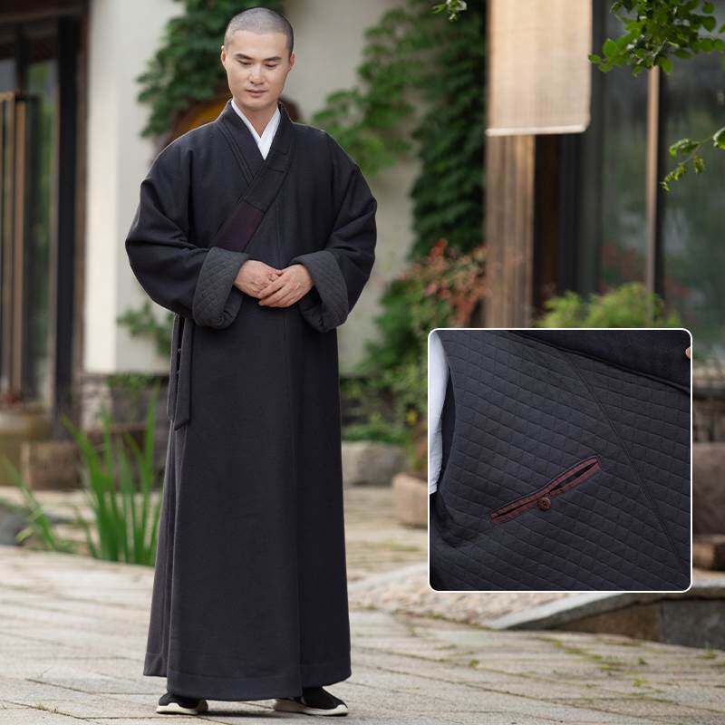 新款缎梵僧服冬款大褂棉袄长衫和尚衣服僧衣男女款僧侣衣北方保暖