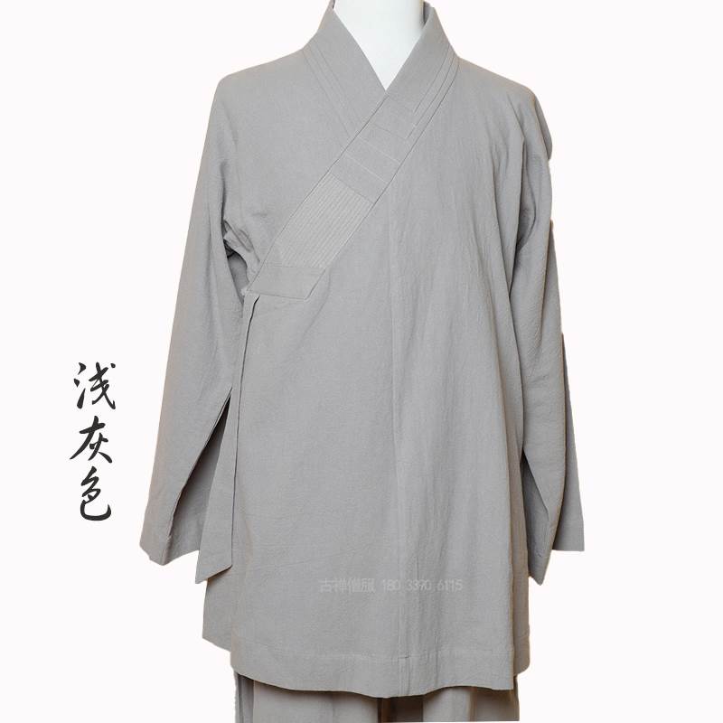 新款11.11特惠新品亚麻罗汉褂僧服春秋四季款短褂出家师父套装僧