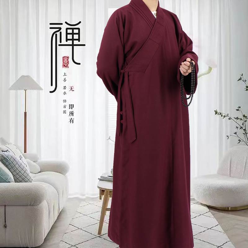 新款秋冬呢子僧服大褂出家人加厚毛呢长褂男女僧人僧衣和尚服长衫