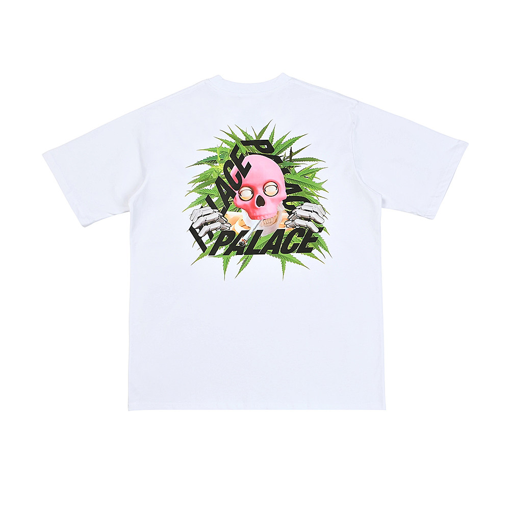 PALACE x pot不低于联名骷髅头印花重磅美式宽松短袖男女T恤潮