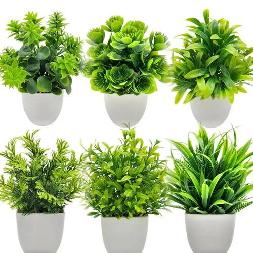 1pc Artificial Plants with Plastics Pots Perfect Greenery fo