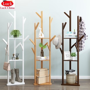 Simple wooden clothes rack bedroom coat hanger stand衣架