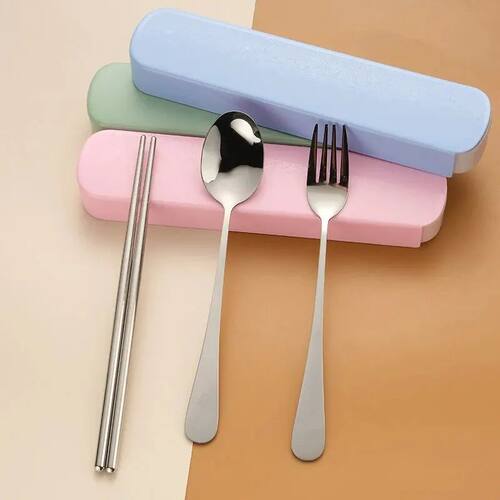 1set Household Stainless Steel Portable Tableware Chopsticks