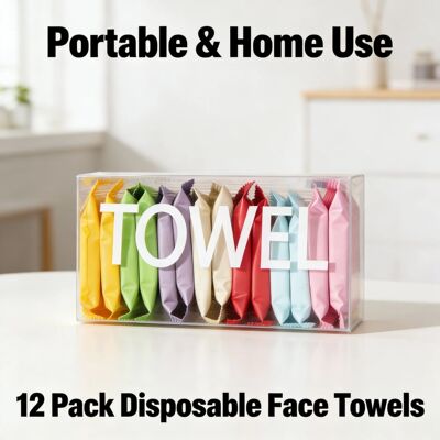 Portable Compressed Disposable Face Towels 12PCS Soft Cotton
