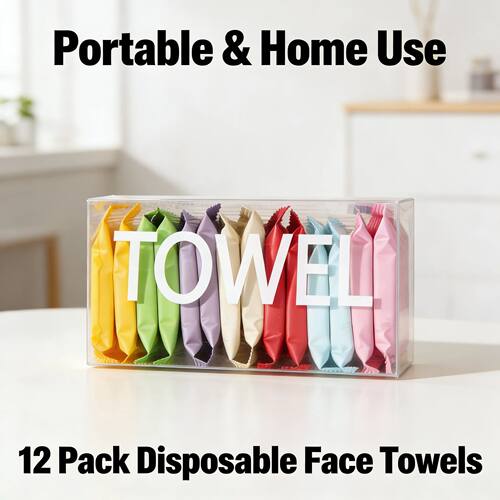 Portable Compressed Disposable Face Towels 12PCS Soft Cotton