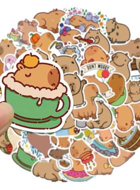 50/100PCS Plump Capybara Cartoon Cute Brown Animals Stickers
