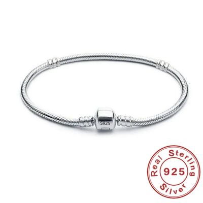 925 Sterling Silver Snake Chain DIY Charm Bracelet for Women