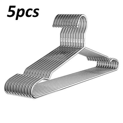 5pcs Thickened 304 Stainless Steel Clothes Hanger, Anti-Slip