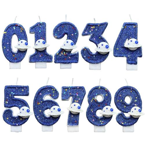 Numbers 0-9 Birthday Candle Spaceship Cake Decoration Candle