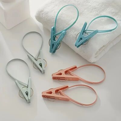 12pcs Windproof Drying Clips with Rope, Multi-Purpose Plasti