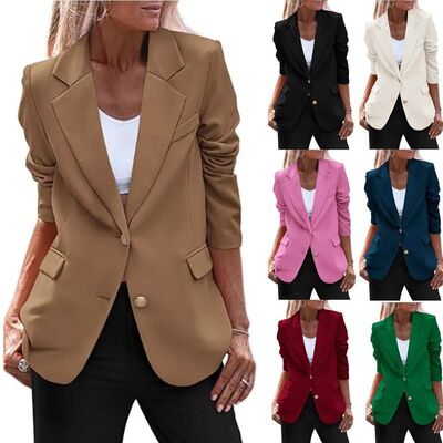 Women's Blazer Autumn Winter Lapel Single-breasted Long-slee