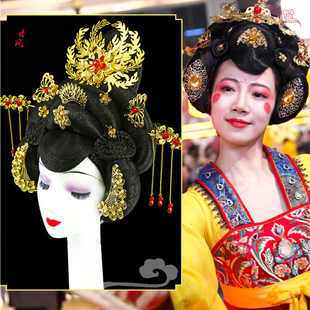 古装造型大唐不夜城不倒翁同款西安汉服头饰宫廷贵妃假发头套饰品