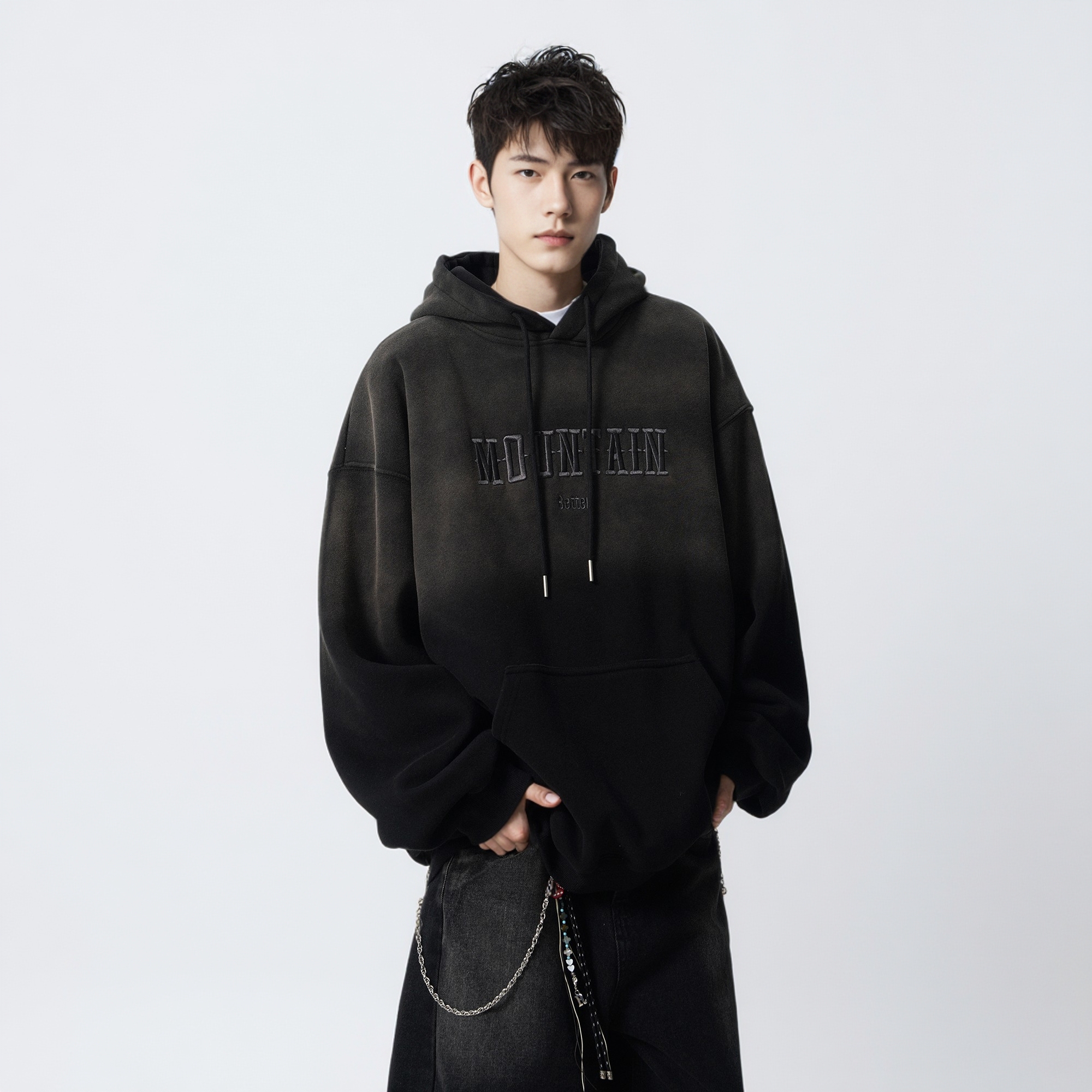 秋冬加绒卫衣男美式外套上衣复古